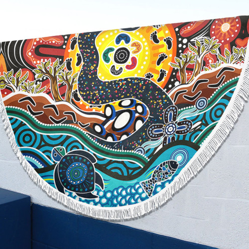 Australia Rainbow Serpent Aboriginal Beach Blanket - Dreamtime Rainbow Serpent Beach Blanket Australia Rainbow Serpent Aboriginal Beach Blanket - Dreamtime Rainbow Serpent Beach Blanket