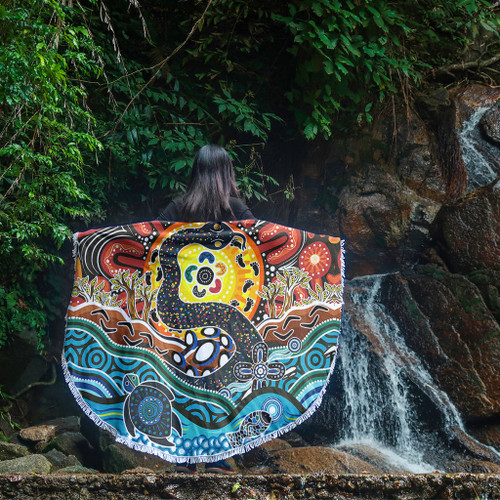 Australia Rainbow Serpent Aboriginal Beach Blanket - Dreamtime Rainbow Serpent Beach Blanket Australia Rainbow Serpent Aboriginal Beach Blanket - Dreamtime Rainbow Serpent Beach Blanket