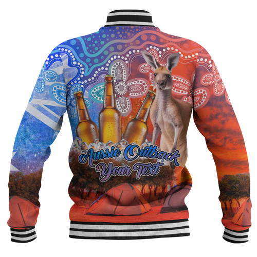 Australia Kangaroo Aboriginal Camping Custom Baseball Jacket - Aussie Outback Camping with Beer Baseball Jacket Australia Kangaroo Aboriginal Camping Custom Baseball Jacket - Aussie Outback Camping with Beer Baseball Jacket