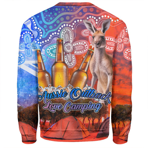 Australia Kangaroo Aboriginal Camping Custom Sweatshirt - Aussie Outback Camping with Beer Sweatshirt Australia Kangaroo Aboriginal Camping Custom Sweatshirt - Aussie Outback Camping with Beer Sweatshirt