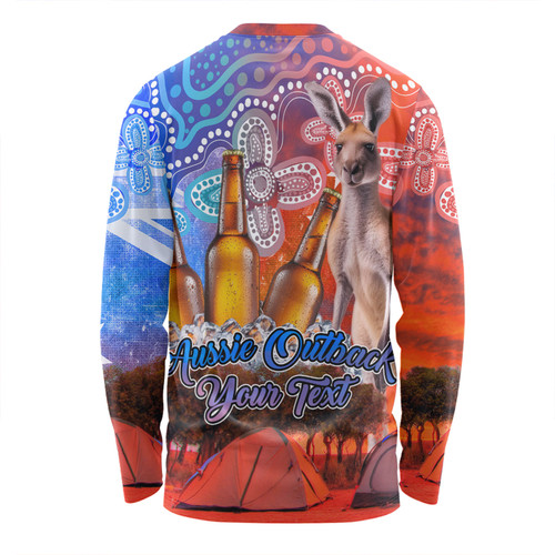 Australia Kangaroo Aboriginal Camping Custom Long Sleeve T-shirt - Aussie Outback Camping with Beer Long Sleeve T-shirt Australia Kangaroo Aboriginal Camping Custom Long Sleeve T-shirt - Aussie Outback Camping with Beer Long Sleeve T-shirt
