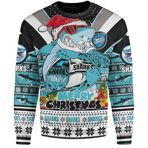 Cronulla-Sutherland Sharks Christmas Custom Sweatshirt - Sharks Santa Aussie Big Things Sweatshirt