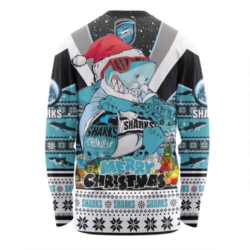 Cronulla-Sutherland Sharks Christmas Custom Long Sleeve T-shirt - Sharks Santa Aussie Big Things Long Sleeve T-shirt Cronulla-Sutherland Sharks Christmas Custom Long Sleeve T-shirt - Sharks Santa Aussie Big Things Long Sleeve T-shirt