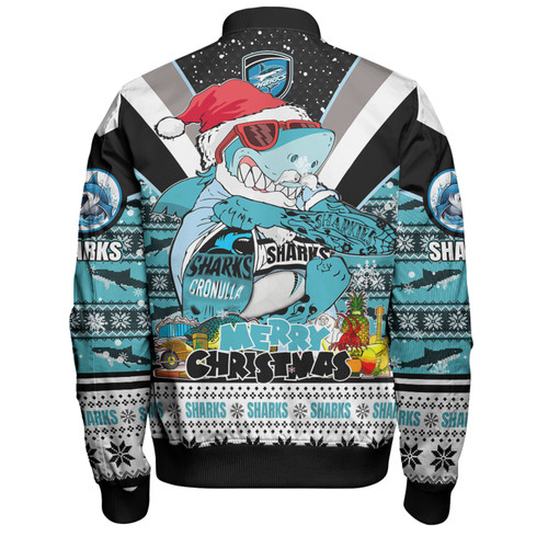 Cronulla-Sutherland Sharks Christmas Custom Bomber Jacket - Sharks Santa Aussie Big Things Bomber Jacket Cronulla-Sutherland Sharks Christmas Custom Bomber Jacket - Sharks Santa Aussie Big Things Bomber Jacket