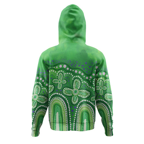 Australia Aboriginal Hoodie - Dot painting illustration in Aboriginal style Green Hoodie