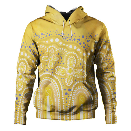 Australia Aboriginal Hoodie - Dot painting illustration in Aboriginal style Yellow Hoodie