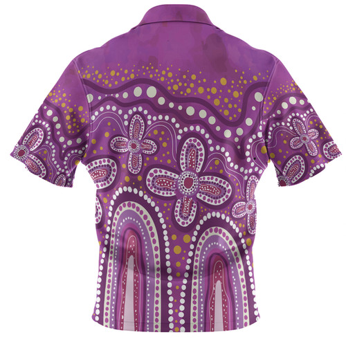 Australia Aboriginal Polo Shirt - Dot painting illustration in Aboriginal style Pink Polo Shirt Australia Aboriginal Polo Shirt - Dot painting illustration in Aboriginal style Pink Polo Shirt