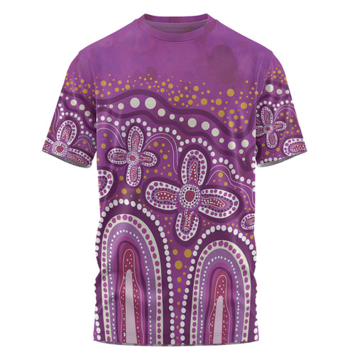 Australia Aboriginal T-shirt - Dot painting illustration in Aboriginal style Pink T-shirt