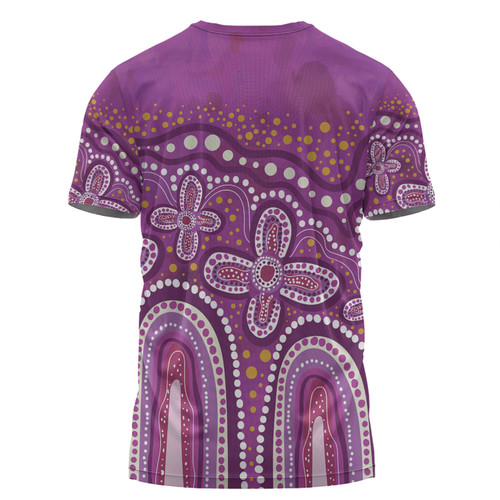 Australia Aboriginal T-shirt - Dot painting illustration in Aboriginal style Pink T-shirt Australia Aboriginal T-shirt - Dot painting illustration in Aboriginal style Pink T-shirt