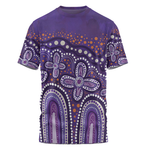 Australia Aboriginal T-shirt - Dot painting illustration in Aboriginal style Purple T-shirt
