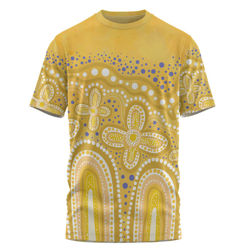 Australia Aboriginal T-shirt - Dot painting illustration in Aboriginal style Yellow T-shirt