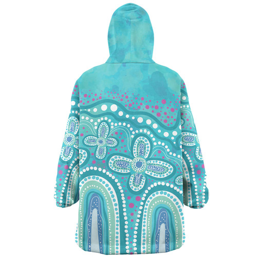Australia Aboriginal Snug Hoodie - Dot painting illustration in Aboriginal style Turquoise Snug Hoodie Australia Aboriginal Snug Hoodie - Dot painting illustration in Aboriginal style Turquoise Snug Hoodie