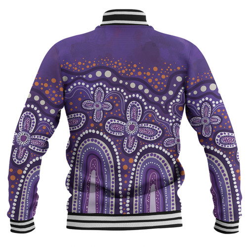 Australia Aboriginal Baseball Jacket - Dot painting illustration in Aboriginal style Purple Baseball Jacket Australia Aboriginal Baseball Jacket - Dot painting illustration in Aboriginal style Purple Baseball Jacket