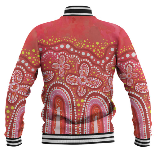 Australia Aboriginal Baseball Jacket - Dot painting illustration in Aboriginal style Red Baseball Jacket Australia Aboriginal Baseball Jacket - Dot painting illustration in Aboriginal style Red Baseball Jacket