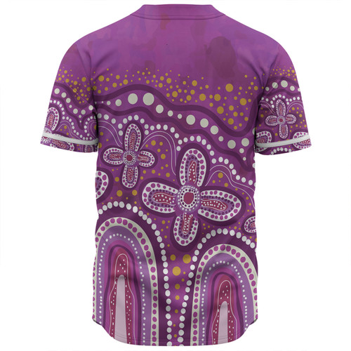 Australia Aboriginal Baseball Shirt - Dot painting illustration in Aboriginal style Pink Baseball Shirt Australia Aboriginal Baseball Shirt - Dot painting illustration in Aboriginal style Pink Baseball Shirt
