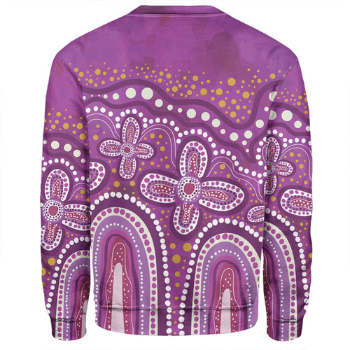 Australia Aboriginal Sweatshirt - Dot painting illustration in Aboriginal style Pink Sweatshirt