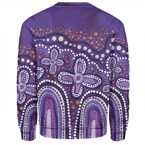 Australia Aboriginal Sweatshirt - Dot painting illustration in Aboriginal style Purple Sweatshirt