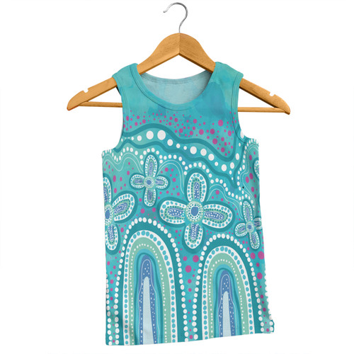 Australia Aboriginal Men Singlet - Dot painting illustration in Aboriginal style Turquoise Men Singlet