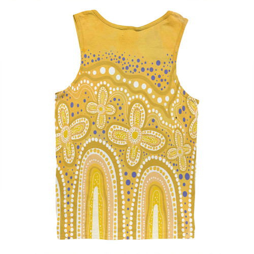 Australia Aboriginal Men Singlet - Dot painting illustration in Aboriginal style Yellow Men Singlet Australia Aboriginal Men Singlet - Dot painting illustration in Aboriginal style Yellow Men Singlet