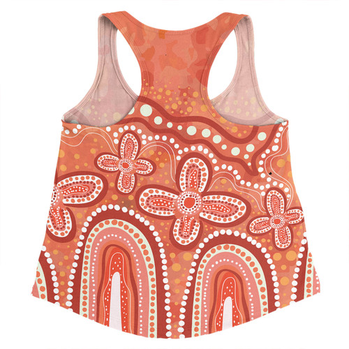 Australia Aboriginal Women Racerback Singlet - Dot painting illustration in Aboriginal style Orange Women Racerback Singlet Australia Aboriginal Women Racerback Singlet - Dot painting illustration in Aboriginal style Orange Women Racerback Singlet