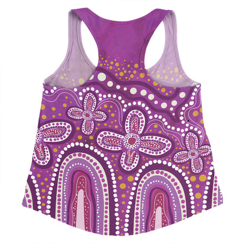 Australia Aboriginal Women Racerback Singlet - Dot painting illustration in Aboriginal style Pink Women Racerback Singlet Australia Aboriginal Women Racerback Singlet - Dot painting illustration in Aboriginal style Pink Women Racerback Singlet