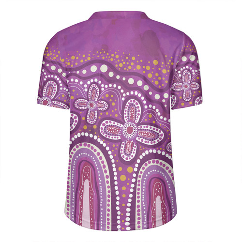 Australia Aboriginal Rugby Jersey - Dot painting illustration in Aboriginal style Pink Rugby Jersey Australia Aboriginal Rugby Jersey - Dot painting illustration in Aboriginal style Pink Rugby Jersey