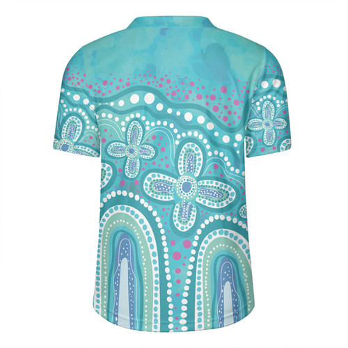 Australia Aboriginal Rugby Jersey - Dot painting illustration in Aboriginal style Turquoise Rugby Jersey Australia Aboriginal Rugby Jersey - Dot painting illustration in Aboriginal style Turquoise Rugby Jersey