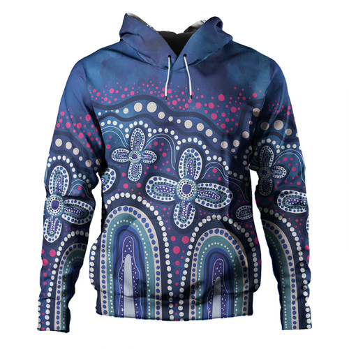 Australia Aboriginal Hoodie - Dot painting illustration in Aboriginal style Blue Hoodie