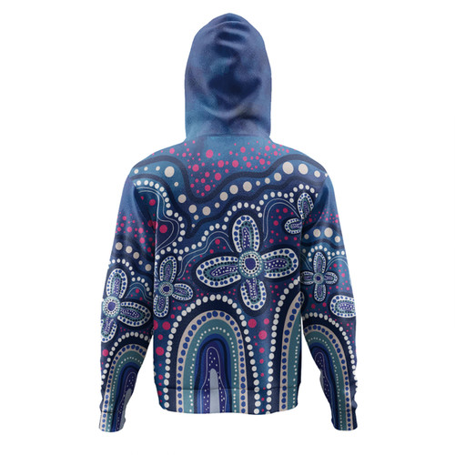 Australia Aboriginal Hoodie - Dot painting illustration in Aboriginal style Blue Hoodie Australia Aboriginal Hoodie - Dot painting illustration in Aboriginal style Blue Hoodie