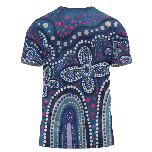 Australia Aboriginal T-shirt - Dot painting illustration in Aboriginal style Blue T-shirt Australia Aboriginal T-shirt - Dot painting illustration in Aboriginal style Blue T-shirt