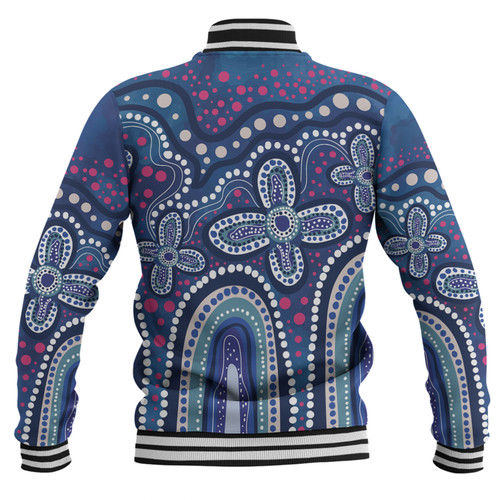 Australia Aboriginal Baseball Jacket - Dot painting illustration in Aboriginal style Blue Baseball Jacket Australia Aboriginal Baseball Jacket - Dot painting illustration in Aboriginal style Blue Baseball Jacket
