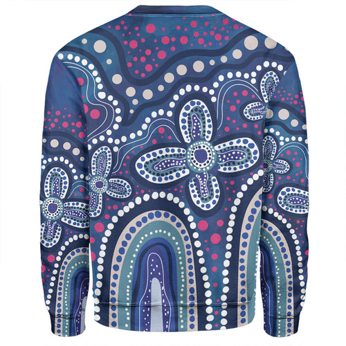 Australia Aboriginal Sweatshirt - Dot painting illustration in Aboriginal style Blue Sweatshirt