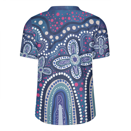 Australia Aboriginal Rugby Jersey - Dot painting illustration in Aboriginal style Blue Rugby Jersey Australia Aboriginal Rugby Jersey - Dot painting illustration in Aboriginal style Blue Rugby Jersey