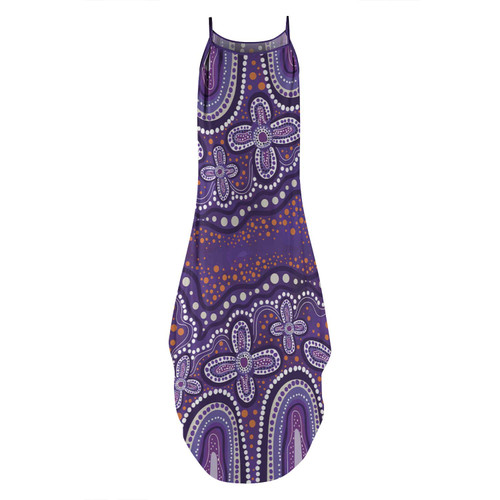 Australia Aboriginal Sleeveless Party Dress - Dot painting illustration in Aboriginal style Purple Dress Australia Aboriginal Sleeveless Party Dress - Dot painting illustration in Aboriginal style Purple Dress