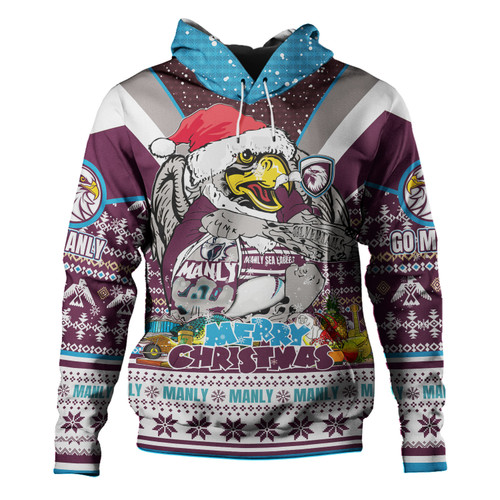 Manly Warringah Sea Eagles Christmas Custom Hoodie - Manly Santa Aussie Big Things Hoodie