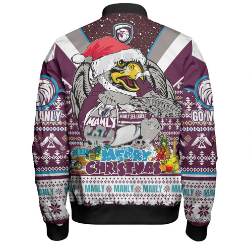 Manly Warringah Sea Eagles Christmas Custom Bomber Jacket - Manly Santa Aussie Big Things Bomber Jacket Manly Warringah Sea Eagles Christmas Custom Bomber Jacket - Manly Santa Aussie Big Things Bomber Jacket
