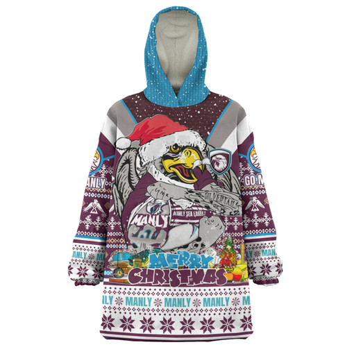 Manly Warringah Sea Eagles Christmas Custom Snug Hoodie - Manly Santa Aussie Big Things Snug Hoodie