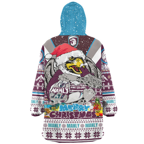 Manly Warringah Sea Eagles Christmas Custom Snug Hoodie - Manly Santa Aussie Big Things Snug Hoodie