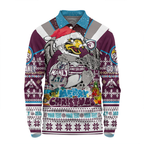 Manly Warringah Sea Eagles Christmas Custom Long Sleeve Polo Shirt - Manly Santa Aussie Big Things Long Sleeve Polo Shirt Manly Warringah Sea Eagles Christmas Custom Long Sleeve Polo Shirt - Manly Santa Aussie Big Things Long Sleeve Polo Shirt