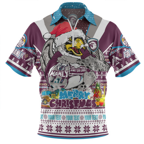 Manly Warringah Sea Eagles Christmas Custom Zip Polo Shirt - Manly Santa Aussie Big Things Zip Polo Shirt Manly Warringah Sea Eagles Christmas Custom Zip Polo Shirt - Manly Santa Aussie Big Things Zip Polo Shirt