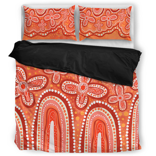 Australia Aboriginal Bedding Set - Dot painting illustration in Aboriginal style Orange Bedding Set Australia Aboriginal Bedding Set - Dot painting illustration in Aboriginal style Orange Bedding Set