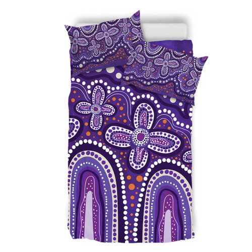 Australia Aboriginal Bedding Set - Dot painting illustration in Aboriginal style Purple Bedding Set Australia Aboriginal Bedding Set - Dot painting illustration in Aboriginal style Purple Bedding Set