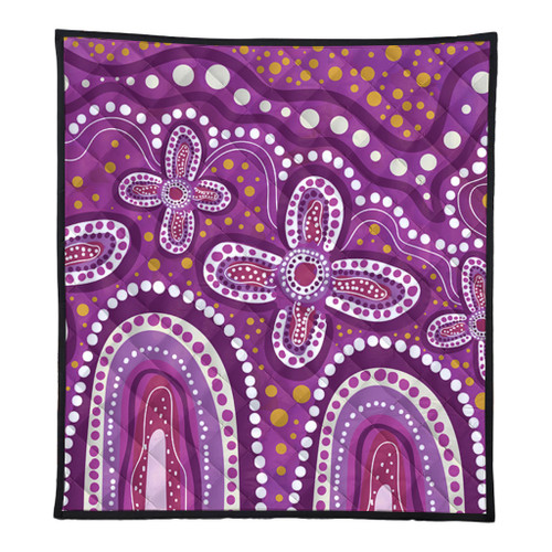 Australia Aboriginal Quilt - Dot painting illustration in Aboriginal style Pink Quilt Australia Aboriginal Quilt - Dot painting illustration in Aboriginal style Pink Quilt