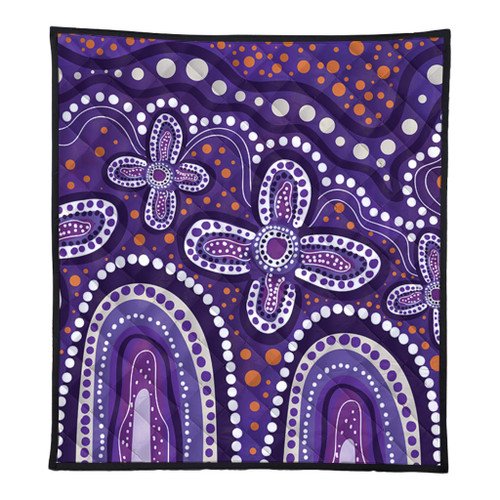 Australia Aboriginal Quilt - Dot painting illustration in Aboriginal style Purple Quilt Australia Aboriginal Quilt - Dot painting illustration in Aboriginal style Purple Quilt