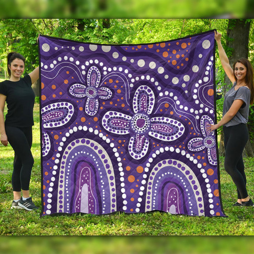 Australia Aboriginal Quilt - Dot painting illustration in Aboriginal style Purple Quilt Australia Aboriginal Quilt - Dot painting illustration in Aboriginal style Purple Quilt