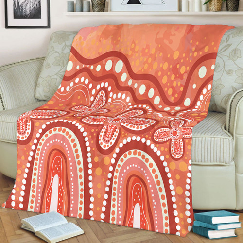 Australia Aboriginal Blanket - Dot painting illustration in Aboriginal style Orange Blanket Australia Aboriginal Blanket - Dot painting illustration in Aboriginal style Orange Blanket