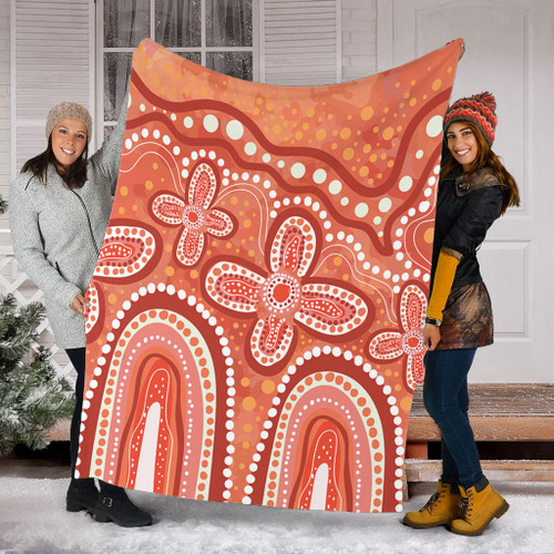 Australia Aboriginal Blanket - Dot painting illustration in Aboriginal style Orange Blanket Australia Aboriginal Blanket - Dot painting illustration in Aboriginal style Orange Blanket