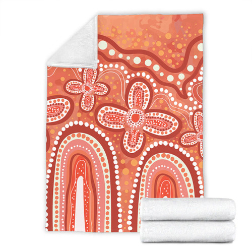 Australia Aboriginal Blanket - Dot painting illustration in Aboriginal style Orange Blanket Australia Aboriginal Blanket - Dot painting illustration in Aboriginal style Orange Blanket
