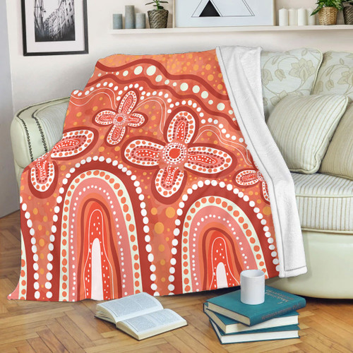 Australia Aboriginal Blanket - Dot painting illustration in Aboriginal style Orange Blanket Australia Aboriginal Blanket - Dot painting illustration in Aboriginal style Orange Blanket