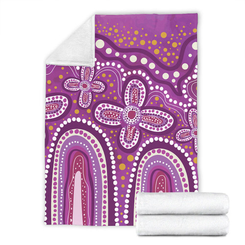 Australia Aboriginal Blanket - Dot painting illustration in Aboriginal style Pink Blanket Australia Aboriginal Blanket - Dot painting illustration in Aboriginal style Pink Blanket